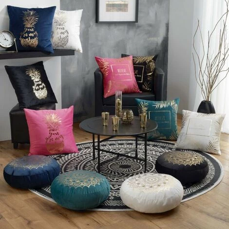 Paris Prix - Coussin Déhoussable "my Sunshine" 45x45cm Bleu 2 Paris Prix - Coussin Déhoussable "my Sunshine" 45x45cm Bleu – Image 2