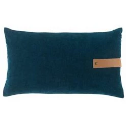 Paris Prix - Coussin Déhoussable Velours "milleray" 30x50cm Bleu