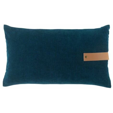 Paris Prix - Coussin Déhoussable Velours "milleray" 30x50cm Bleu 1 Paris Prix - Coussin Déhoussable Velours "milleray" 30x50cm Bleu
