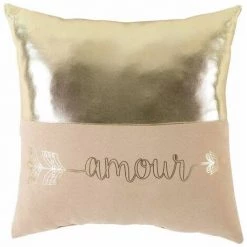 Paris Prix - Coussin Déco "amour" 40x40cm Beige