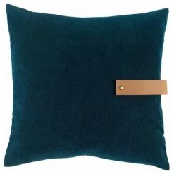 Paris Prix - Coussin Déhoussable Velours "milleray" 40x40cm Bleu