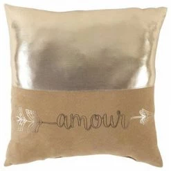 Paris Prix - Coussin Déco "amour" 40x40cm Marron