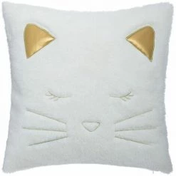 ATMOSPHERA FOR KIDS Coussin Déhoussable Enfant "Chat" 40x40cm Blanc