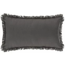 ATMOSPHERA, CRŽATEUR D'INTŽRIEUR Coussin Déhoussable Franges "Fringe" 30x50cm Gris Foncé