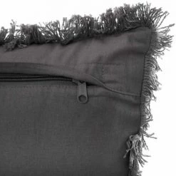 ATMOSPHERA, CRŽATEUR D'INTŽRIEUR Coussin Déhoussable Franges "Fringe" 30x50cm Gris Foncé -France Coussin et housse de coussin Soldes Boutique 33662383 3