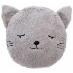 ATMOSPHERA FOR KIDS Coussin Déco Rond Enfant "Chat" 27cm Gris