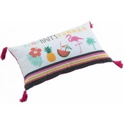 Paris Prix - Coussin Déco Déhoussable "ibiza" 30x50cm Rose