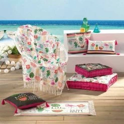 Paris Prix - Coussin Déco Déhoussable "ibiza" 30x50cm Rose -France Coussin et housse de coussin Soldes Boutique 33663245 3