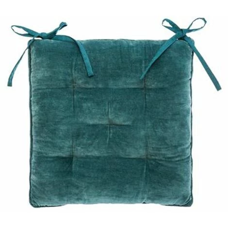 ATMOSPHERA, CRATEUR D'INTRIEUR Galette De Chaise En Velours "Zada" 38x38cm Bleu 1 ATMOSPHERA, CRATEUR D'INTRIEUR Galette De Chaise En Velours "Zada" 38x38cm Bleu