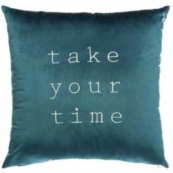 ATMOSPHERA, CRŽATEUR D'INTŽRIEUR Coussin Déco En Velours "Take" 50x50cm Bleu