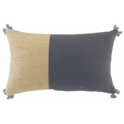 Paris Prix - Coussin Déco à Pompons "thalia" 30x50cm Gris