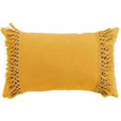 Paris Prix - Coussin Déco à Franges "salma" 30x50cm Jaune