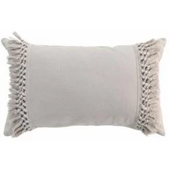 Paris Prix - Coussin Déco à Franges "salma" 30x50cm Lin