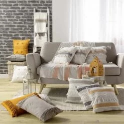 Paris Prix - Coussin Déco à Franges "salma" 30x50cm Lin -France Coussin et housse de coussin Soldes Boutique 33665556 3