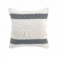 Paris Prix - Coussin Déco à Franges "zya" 40x40cm Noir