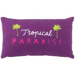 Paris Prix - Coussin Déco "tropical Paradise" 30x50cm Prune