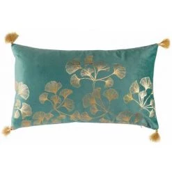 Paris Prix - Coussin à Pompons "milarose" 30x50cm Pétrole