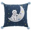Paris Prix - Coussin à Pompons "petit Astronaute" 40x40cm Bleu