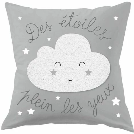ATMOSPHERA FOR KIDS Coussin Déco Enfant "Bouclette" 40x40cm Gris 1 ATMOSPHERA FOR KIDS Coussin Déco Enfant "Bouclette" 40x40cm Gris