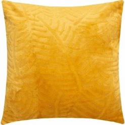 ATMOSPHERA, CRŽATEUR D'INTŽRIEUR Coussin Déhoussable "Feuille 3D" 40x40cm Ocre