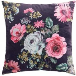 Paris Prix - Coussin Imprimé Déco "flower Life" 45x45cm Prune