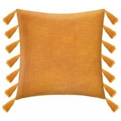 ATMOSPHERA, CRŽATEUR D'INTŽRIEUR Coussin Déco à Pompons "Gypsy" 50x50cm Ocre
