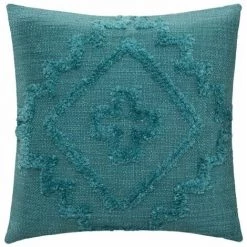 ATMOSPHERA, CRŽATEUR D'INTŽRIEUR Coussin Déco Tufté "Inca" 40x40cm Bleu Canard