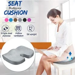 ZEBRAA 45x35x7cm Coussin De Siège Doux Et Portable En Mousse Lavable En Mousse à Mémoire De Forme Grise -France Coussin et housse de coussin Soldes Boutique 33768515 3