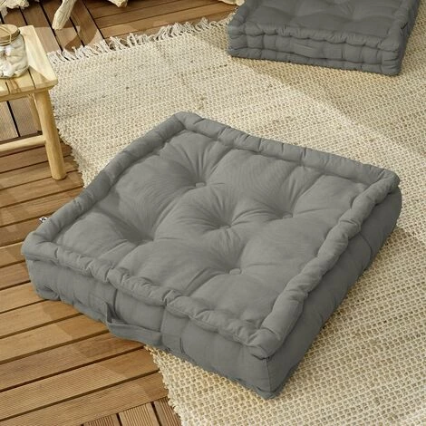 ACTOME Coussin De Sol 60x60 Cm Kala Granit Coton - Gris 2 ACTOME Coussin De Sol 60x60 Cm Kala Granit Coton - Gris – Image 2