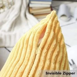 PERLE RARE Housse De Coussin En Velours Côtelé Rayé De Style Européen Housse De Coussin De Canapé De Style Européen En Velours, 2 Pièces Jaune -France Coussin et housse de coussin Soldes Boutique 33995487 4