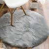 BARES Coussin De Chaise En Fausse Fourrure Siège De Canapé Rond En Peau De Mouton