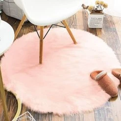 BARES Coussin De Chaise En Fausse Fourrure Siège De Canapé Rond En Peau De Mouton