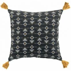 Paris Prix - Coussin Déco à Pompons "letiko" 40x40cm Noir