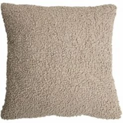 RIDEAUDISCOUNT Housse De Coussin 40 X 40 Cm Déhoussable Effet Bouclette Taupe - Brun