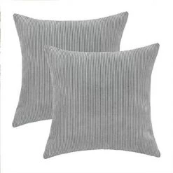 Triomphe Housse De Coussin Triomphe, Taie D'oreiller 2 Pièces En Velours Côtelé Gris, Résistante à L'usure Et Douce, Convient Pour Table De Salon, Chaise, Coussin De Canapé-lit