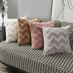 Triomphe Housse De Coussin Triomphe, 2 Taies D'oreiller En Daim Ondulé Blanc Et Rose, Résistantes à L'usure Et Douces, Convient Pour Table De Salon, Chaise, Coussin De Canapé-lit -France Coussin et housse de coussin Soldes Boutique 34964474 4