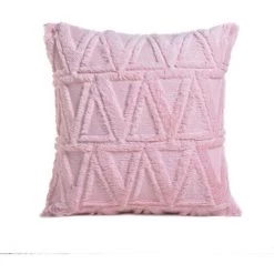 Triomphe Housse De Coussin Triomphe, 2 Pièces De Taie D'oreiller En Daim à Motif Triangle Blanc Et Rose, Résistante à L'usure Et Douce, Convient Pour Table De Salon, Chaise, Coussin De Canapé-lit -France Coussin et housse de coussin Soldes Boutique 34964488 3
