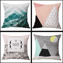 Triomphe Housse De Coussin Triomphe, 4 Pièces De Taies D'oreiller Géométriques Abstraites En Coton Et Lin, Résistantes à L'usure Et Douces, Convient Pour Table De Salon, Chaise, Coussin De Canapé-lit