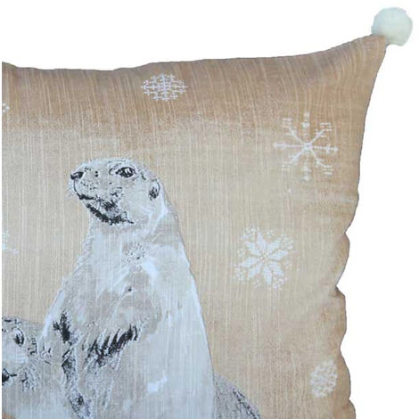 HOMEMAISON Coussin Déhoussable Marmottes Taupe 45 X 45cm - Taupe 2 HOMEMAISON Coussin Déhoussable Marmottes Taupe 45 X 45cm - Taupe – Image 2