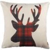 BRIDAY Housse De Coussin Décorative Pour La Maison En Lin Et Lin Pour Canapé, Cerf D'hiver De Noël, écossais Buffalo Plaid, Rouge, 18 "x 18"