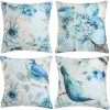 PERLE RARE 4 Pièces De Housse De Coussin Coussin Carré Décoratif Avec Motif De Fleurs Et D'oiseaux 45 X 45 Cm Canapé Voiture Décoration De La Maison Housse De Coussin Bleu
