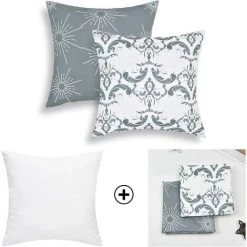 BEARSU Housses De Coussin Décoratif Moderne Taie D'oreiller Housse De Coussin Pour Chambre Chambre Canapé Chaise Voiture, Gris Et Blanc, 18 X 18 Pouces -France Coussin et housse de coussin Soldes Boutique 35895323 4