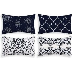 BEARSU Taie D'oreiller Décorative Moderne Taie D'oreiller Housse De Coussin Pour Chambre à Coucher Chambre Canapé Chaise Voiture, Gris Et Blanc, 12 X 20 Pouces