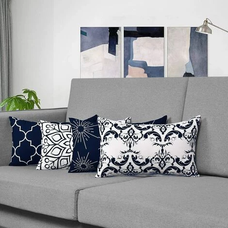 BEARSU Taie D'oreiller Décorative Moderne Taie D'oreiller Housse De Coussin Pour Chambre à Coucher Chambre Canapé Chaise Voiture, Gris Et Blanc, 12 X 20 Pouces 2 BEARSU Taie D'oreiller Décorative Moderne Taie D'oreiller Housse De Coussin Pour Chambre à Coucher Chambre Canapé Chaise Voiture, Gris Et Blanc, 12 X 20 Pouces – Image 2