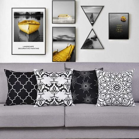 BEARSU Housses De Coussin Décoratif Moderne Taie D'oreiller Housse De Coussin Pour Chambre Chambre Canapé Chaise Voiture, Gris Et Blanc, 18 X 18 Pouces 2 BEARSU Housses De Coussin Décoratif Moderne Taie D'oreiller Housse De Coussin Pour Chambre Chambre Canapé Chaise Voiture, Gris Et Blanc, 18 X 18 Pouces – Image 2