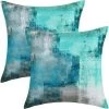 BEARSU Lot De 2 Taies D'oreiller Décoratives Turquoise, Taie D'oreiller Turquoise Taie D'oreiller Moderne Décor à La Maison Housse De Coussin Pour Canapé-lit Salon Chambre, 18 X 18 Pouces