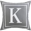 BEARSU Taie D'oreiller Grise Alphabet Anglais K Taie D'oreiller Housse De Coussin Moderne Taie D'oreiller Carrée Décoration Pour Canapé-lit Chaise Voiture 18 X 18 Pouces