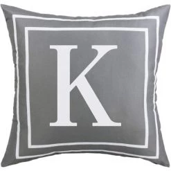 BEARSU Taie D'oreiller Grise Alphabet Anglais K Taie D'oreiller Housse De Coussin Moderne Taie D'oreiller Carrée Décoration Pour Canapé-lit Chaise Voiture 18 X 18 Pouces