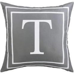 BEARSU Taie D'oreiller Grise Alphabet Anglais T Taie D'oreiller Housse De Coussin Moderne Taie D'oreiller Carrée Décoration Pour Canapé-lit Chaise Voiture 18 X 18 Pouces