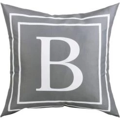 BEARSU Taie D'oreiller Grise Alphabet Anglais B Taie D'oreiller Housse De Coussin Moderne Taie D'oreiller Carrée Décoration Pour Canapé-lit Chaise Voiture 18 X 18 Pouces